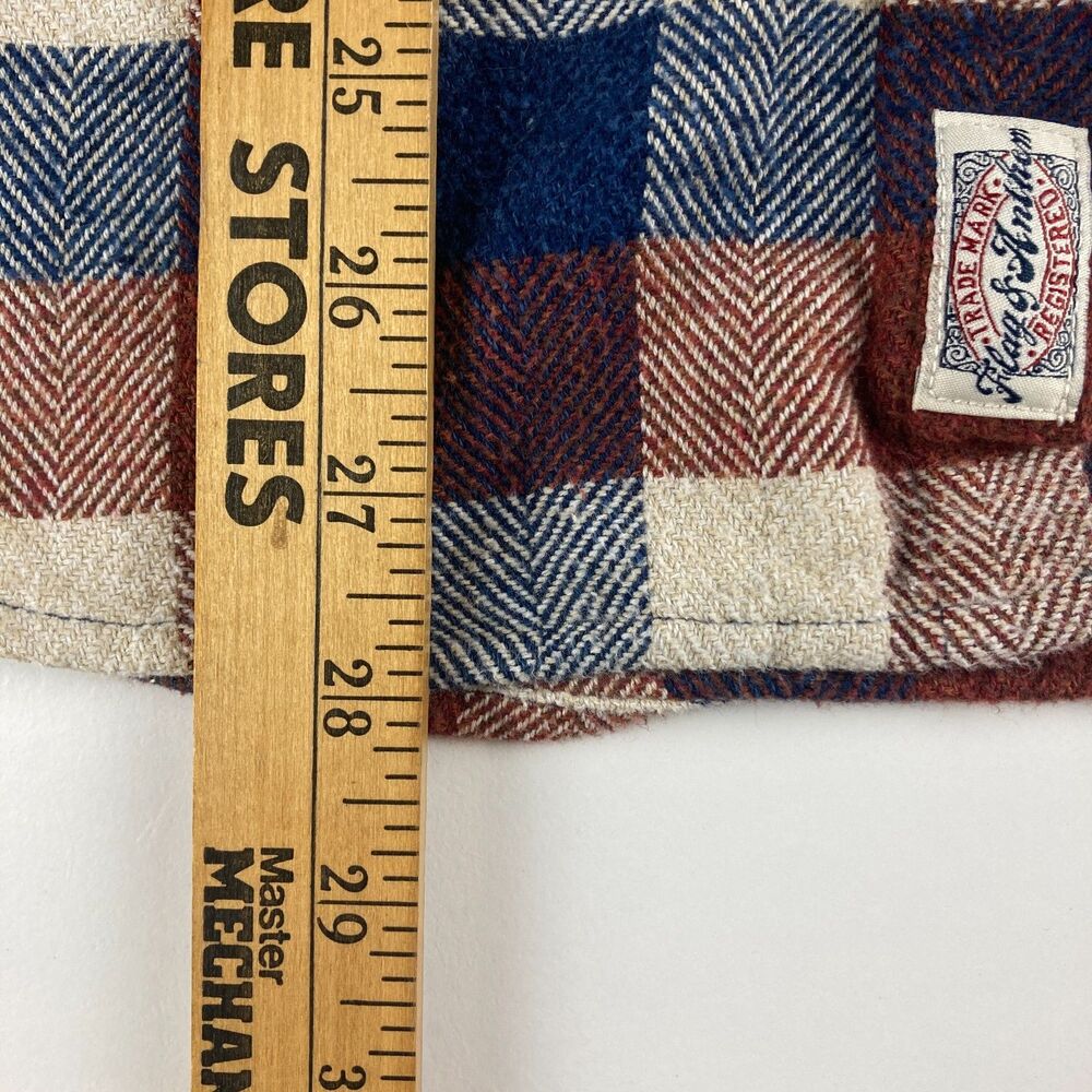 Flag & Anthem Men’s L Flannel Shirt Plaid Button Down Blue Brown - Picture 6 of 10